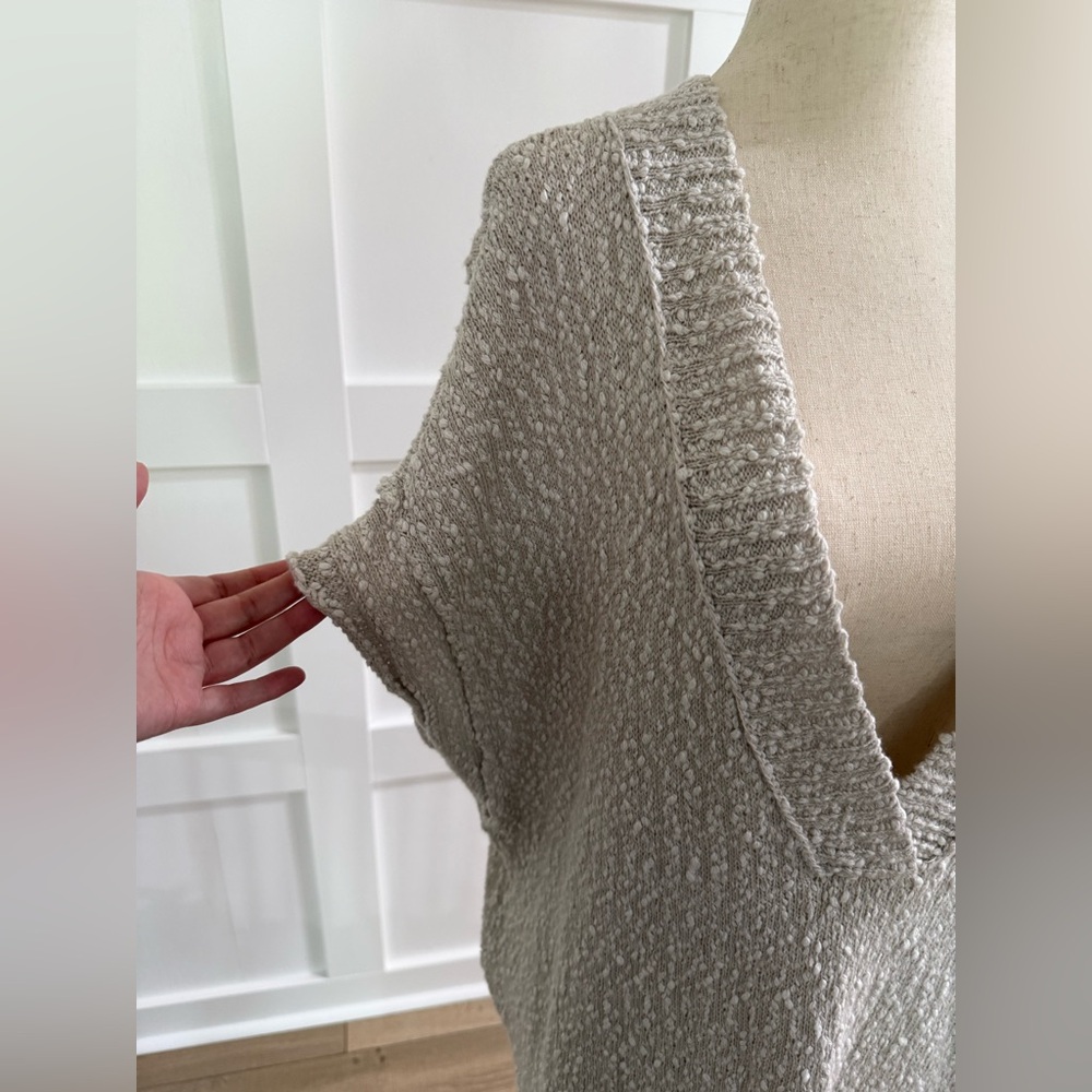 Pilcro Anthropologie Deep V Textured Sweater Vest | L | Cream Cotton - Picture 4 of 9